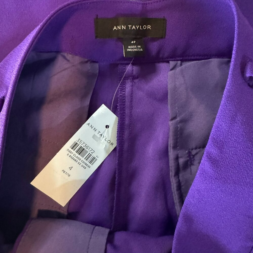 Ann Taylor Purple Wide-Leg Dress Pants - Picture 3 of 8